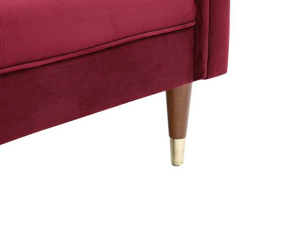 Chaise Longue Rechts Van Bordeaux-Rood Velours Umari