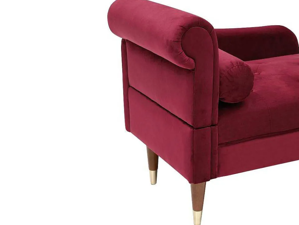Chaise Longue Rechts Van Bordeaux-Rood Velours Umari