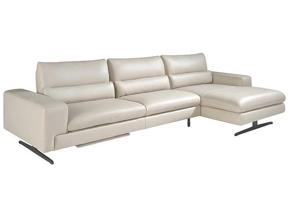 Chaiselongue Sofa (R) In Leer En Mat Staal 6152 Angel Cerda