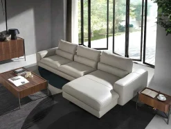 Chaiselongue Sofa (R) In Leer En Mat Staal 6152 Angel Cerda