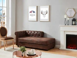 Chesterfield Chaise Longue - Hoek Rechts - Shirel Van Microvezel Met Lived-In Leeraspect