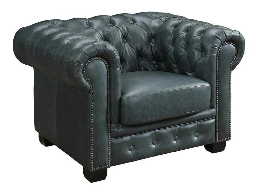 Chesterfield Fauteuil Brenton 100% Buffelleer - Spaans Groen