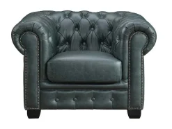 Chesterfield Fauteuil Brenton 100% Buffelleer - Spaans Groen
