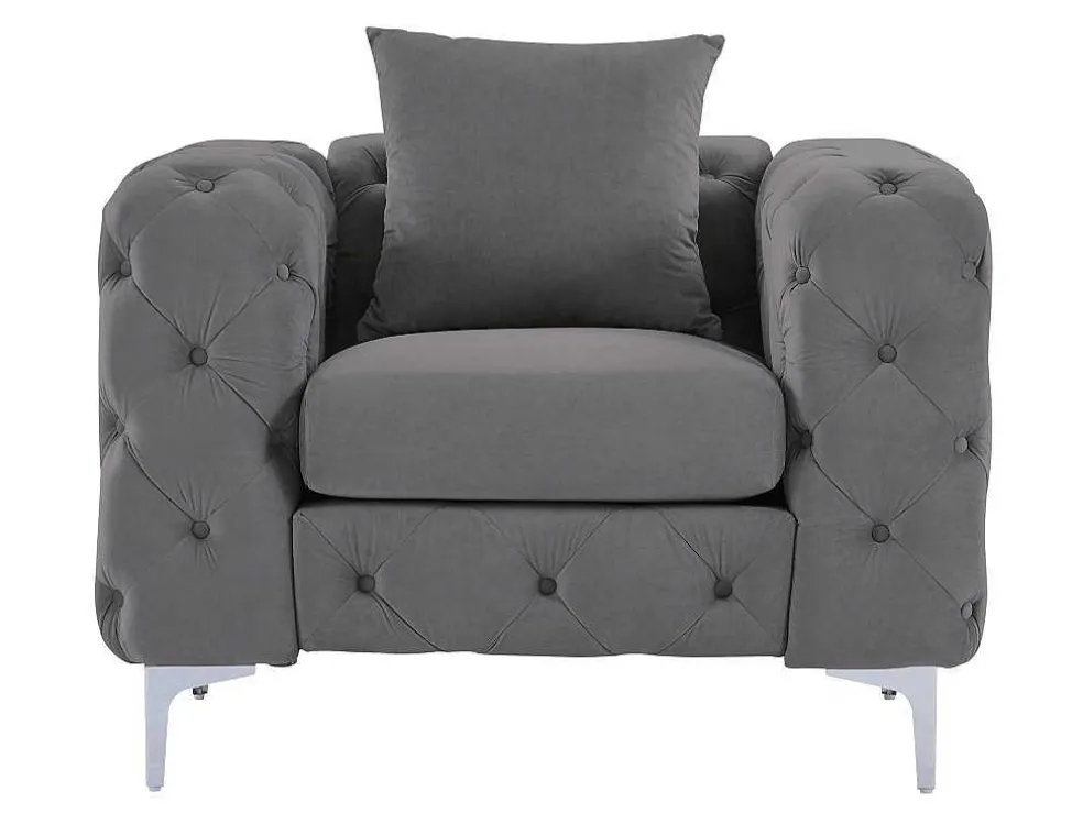 Chesterfield-Fauteuil Van Antracietgrijs Velours Edwina
