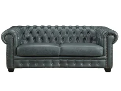Chesterfield Zitbank 3 + 2 Plaatsen Brenton 100% Buffelleer - Spaans Groen