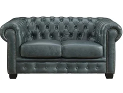 Chesterfield 2-Zitsbank Brenton 100% Buffelleer - Spaans Groen
