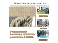 114 Cm Hangstoel In Pe Rotan - 2 Plaatsen - 11 Cm Gecapitonneerd Zitkussen - Beige + Grijs