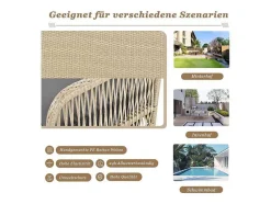 114 Cm Hangstoel In Pe Rotan - 2 Plaatsen - 11 Cm Gecapitonneerd Zitkussen - Beige + Grijs