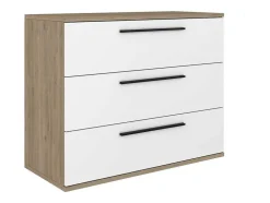 Commodes 3 Lades - Kleur: Naturel En Wit - Najeli