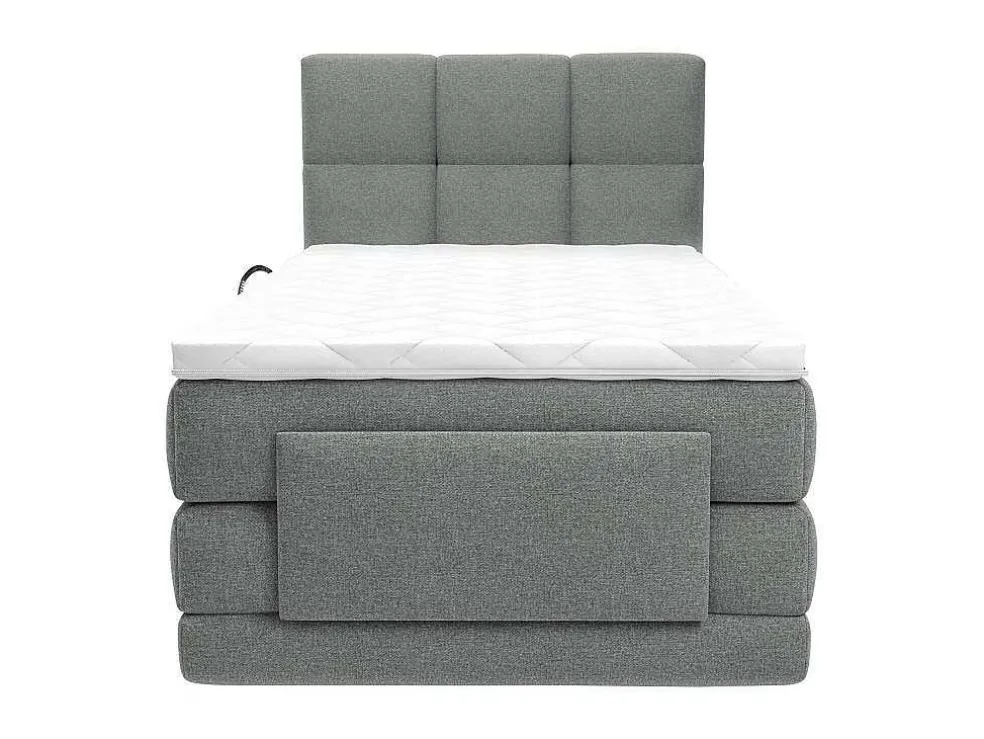 Complete Boxspringset Met Gestoffeerd Hoofdbord Met Elektrische Relaxbedbodems Met Matras Met Topmatras 100 X 200 Cm Stoffen Bekleding Lichtgrijs Lodi Van Palacio