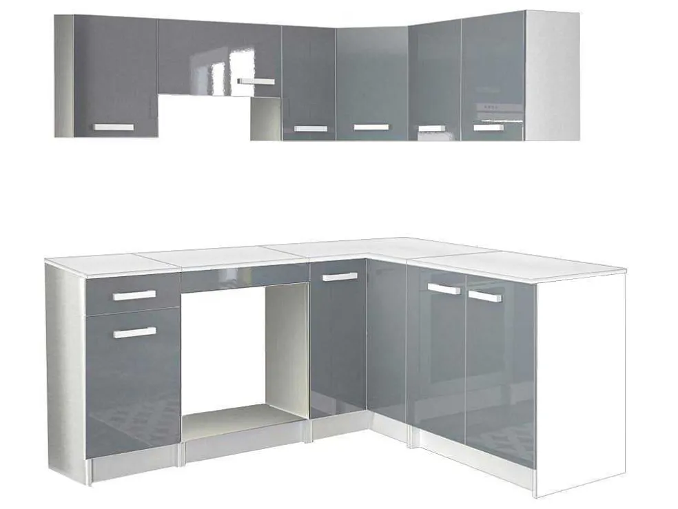 Complete Hoekkeuken - 9 Opbergruimtes - Grijs & Wit - Trattoria