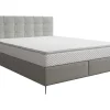 Complete Set Met Boxspring En Gecapitonneerd Hoofdbord + Bedbodem + Matras + Topmatras - 180 X 200 Cm - Stof - Lichtgrijs - Inao Van Ysmee