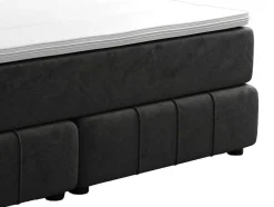 Complete Set Met Boxspring En Hoofdbord + Bedbodem + Matras + Topmatras - 180 X 200 Cm - Fluweel - Donkergrijs - Hida Van Ysmee