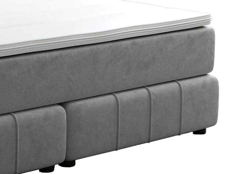 Complete Set Met Boxspring En Hoofdbord + Bedbodem + Matras + Topmatras - 160 X 200 Cm - Fluweel - Lichtgrijs - Hida Van Ysmee