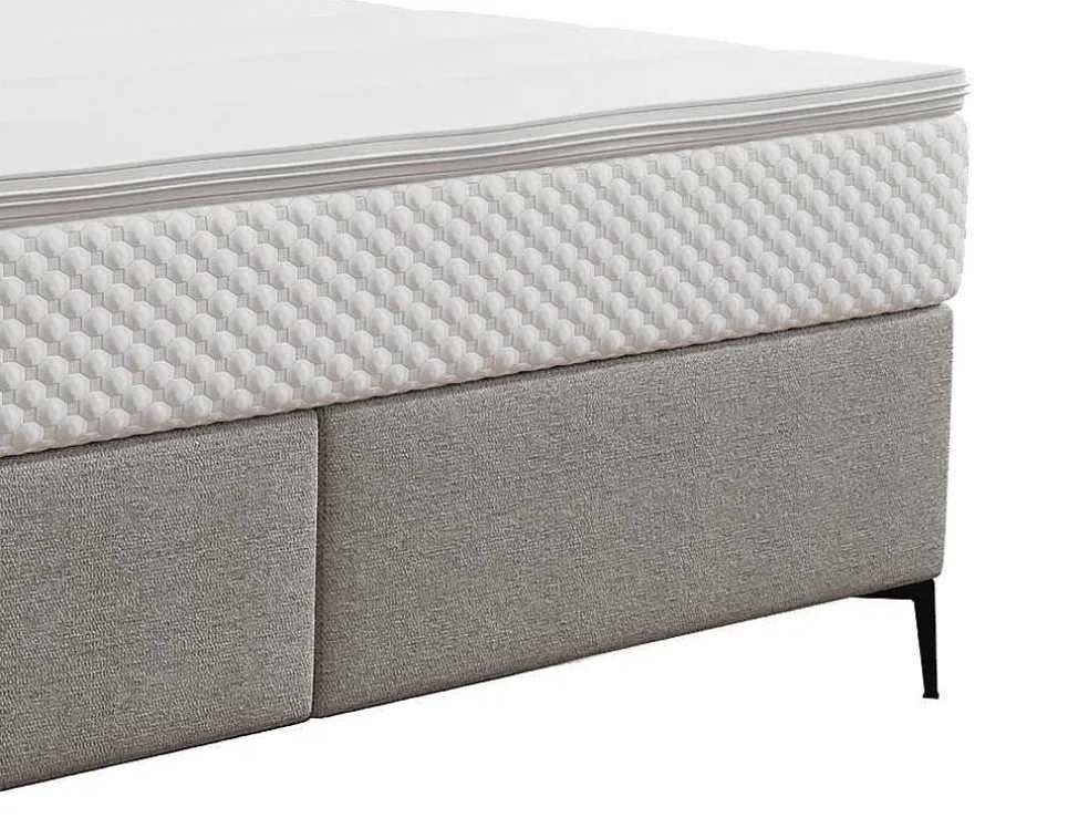 Complete Set Met Boxspring En Gecapitonneerd Hoofdbord + Bedbodem + Matras + Topmatras - 160 X 200 Cm - Stof - Lichtgrijs - Inao Van Ysmee