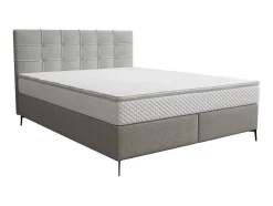 Complete Set Met Boxspring En Gecapitonneerd Hoofdbord + Bedbodem + Matras + Topmatras - 160 X 200 Cm - Stof - Lichtgrijs - Inao Van Ysmee