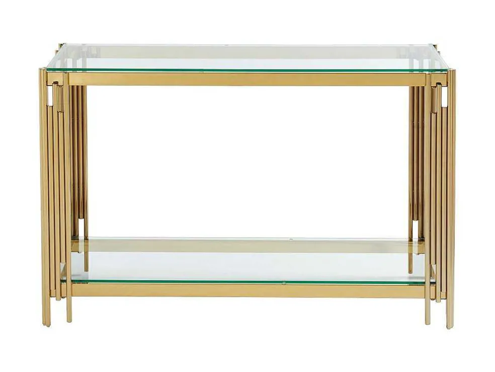Consoletafel Van Gehard Glas En Roestvrij Staal - Goudkleurig - Nomelano - Van Pascal Morabito