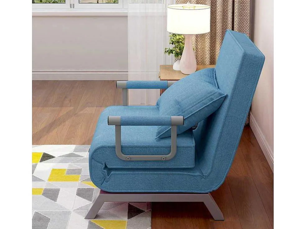 Converteerbare Stoffen Fauteuil - 6-Voudig Verstelbare Rugleuning - Blauw