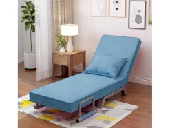 Converteerbare Stoffen Fauteuil - 6-Voudig Verstelbare Rugleuning - Blauw