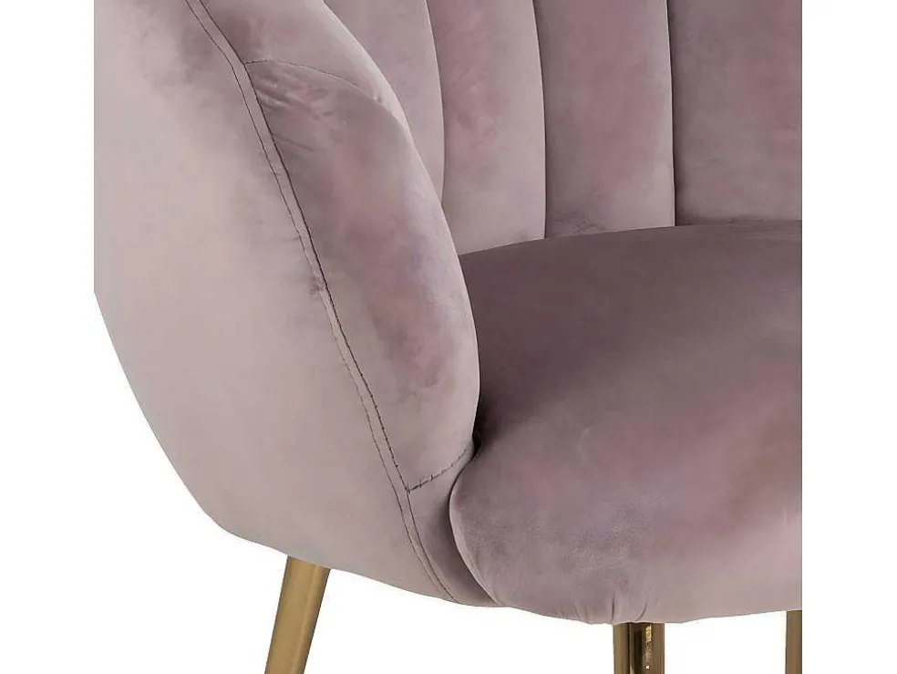 Dany Fauteuil Loungestoel Oudroze, Messingkleurig.