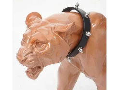 Decoratief Beeldje Panter Met Halsband, Antiek Hoogglans Met Kraag