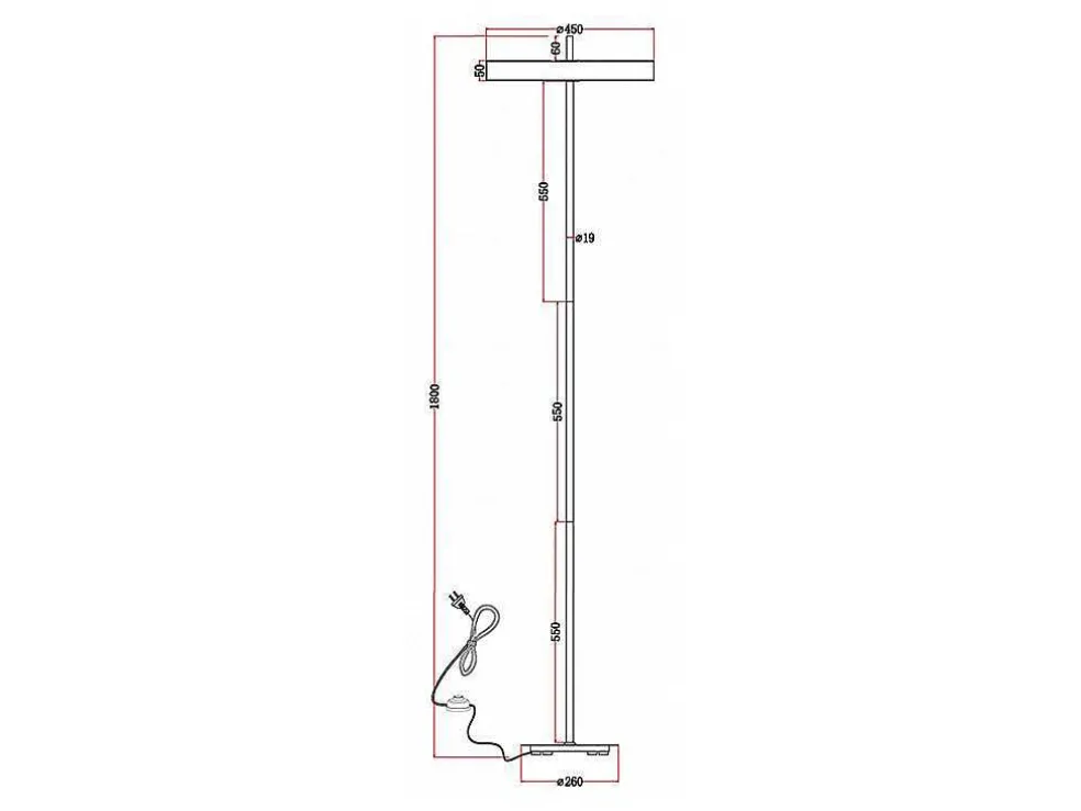 Design-Lamp Met Ledverlichting Van Metaal - D45 X H180 Cm - Goud En Wit - Vaughan