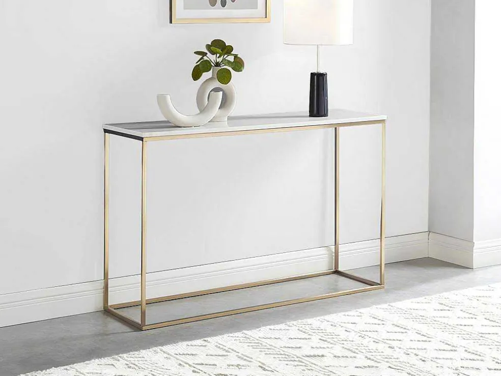 Design Sidetable Aretha - Marmer En Metaal - Wit En Goudkleurig - Van Pascal Morabito