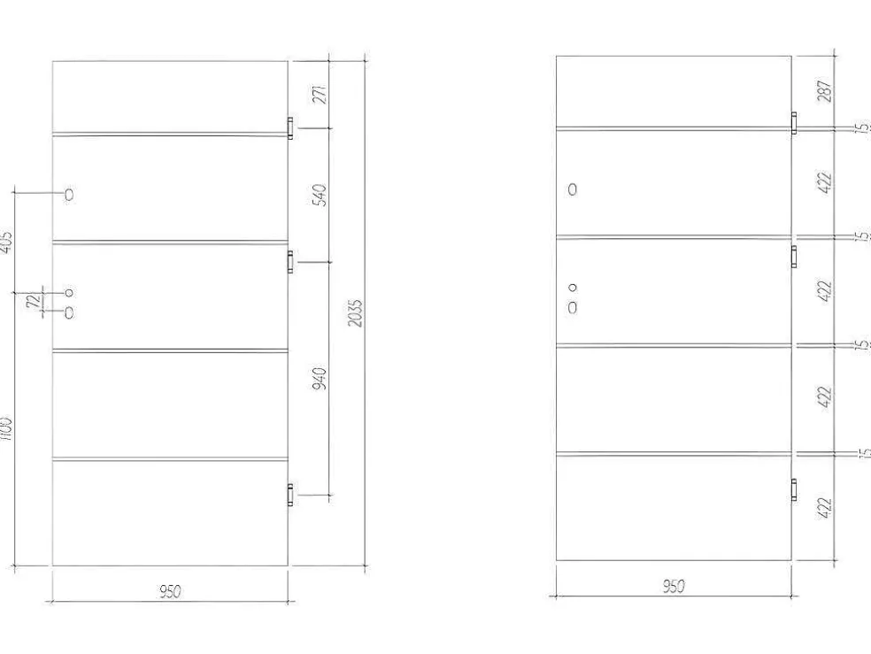 Deur Van Massief Staal En Inox H.207 X B.100 Cm Antraciet - Links Duwen - Naxara