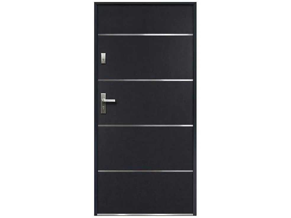 Deur Van Massief Staal En Inox H.207 X B.100 Cm Antraciet - Links Duwen - Naxara