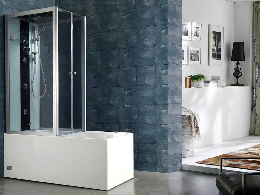 Douche Bad Combinatie Met Massagestralen Daria Van Vertrekt Acrylglas - 75 X 150 X 215 Cm - 30 Micro Jets En 6 Grote Jets