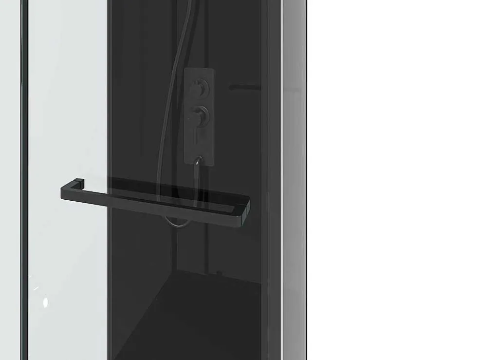 Douchecabine Met Omkeerbare Plaatsingsrichting En Aanpasbare Hoogte - Zwart - L90 X B90 X H213/232 Cm - Damilu