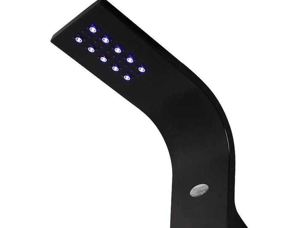 Douchekolom Felicita Met Thermostaatkraan, Balneotherapie En Led-Verlichting - 20*165Cm - Zwart