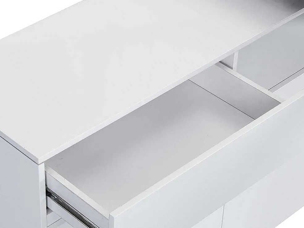 Draaibaar Barmeubel Eldir - 2 Deuren, 1 Lade En 1 Nis - Mdf - Witgelakt & Betonkleur
