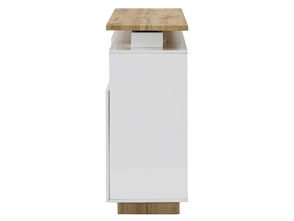 Draaibaar Barmeubel Eldir- 2 Deuren, 1 Lade En 1 Nis - Mdf - Witgelakt & Eiken