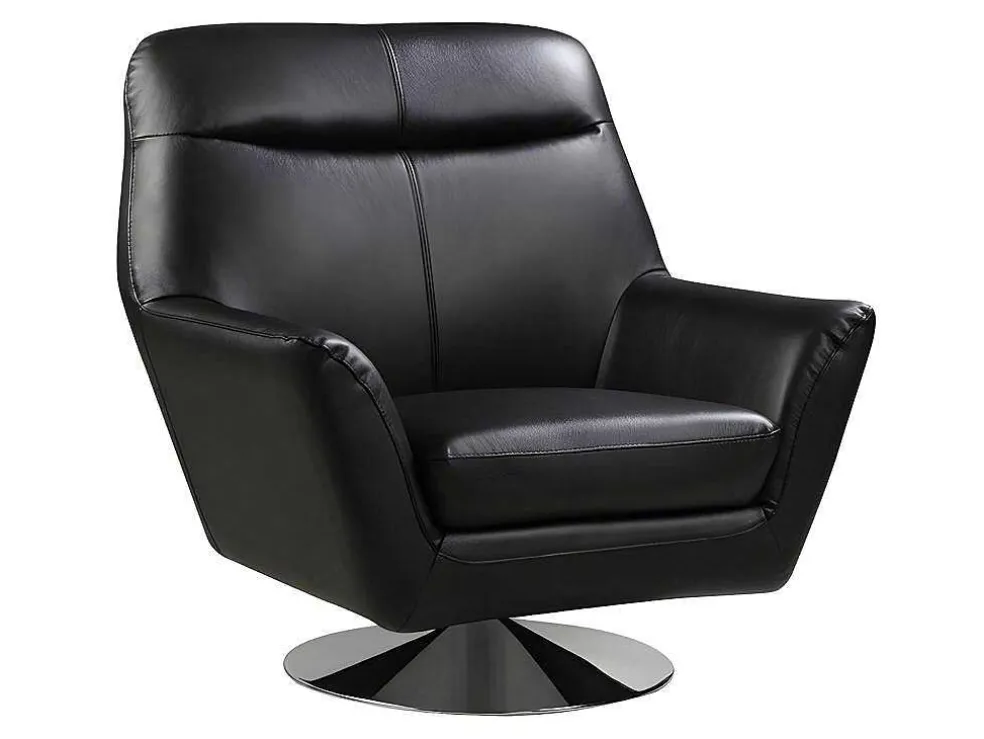 Draaifauteuil Ithaque In Buffelleer - Zwart