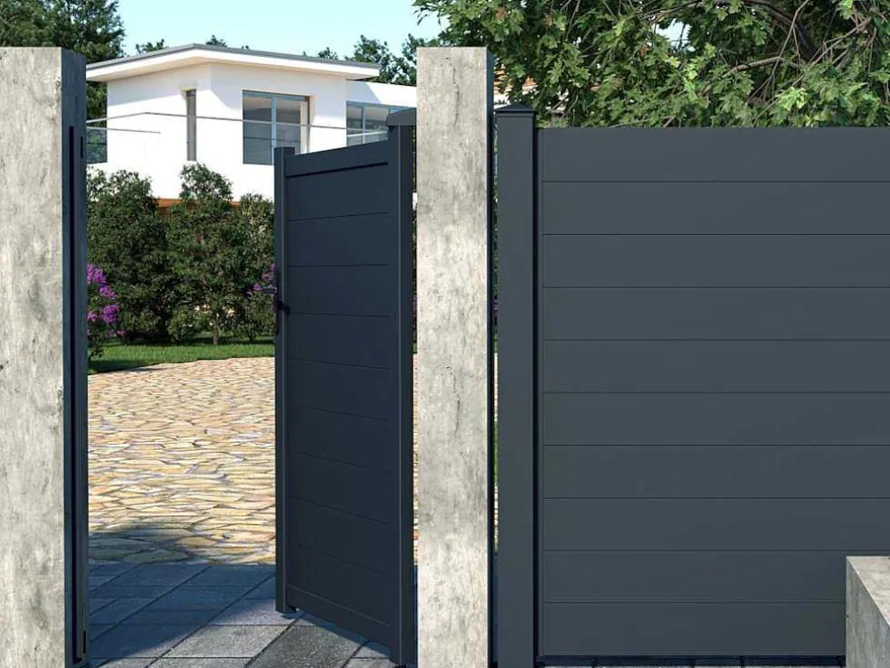 Draaipoort Van Aluminium Antraciet - L103 X 166 Cm - Nazario