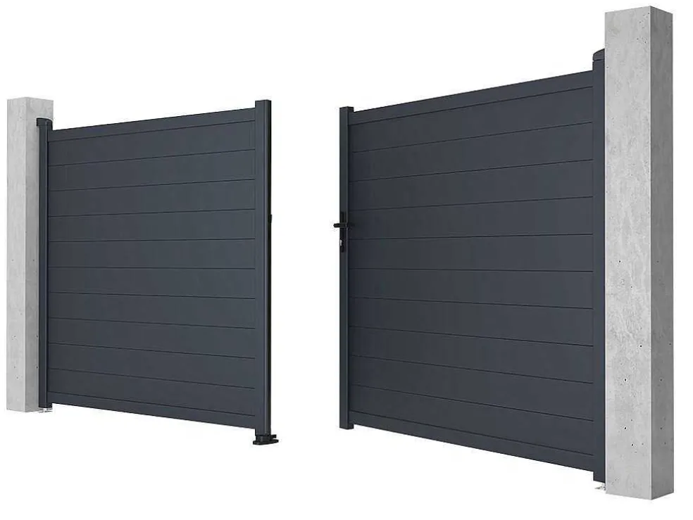 Draaipoort Van Aluminium Antraciet - L397 X 181 Cm - Nazario