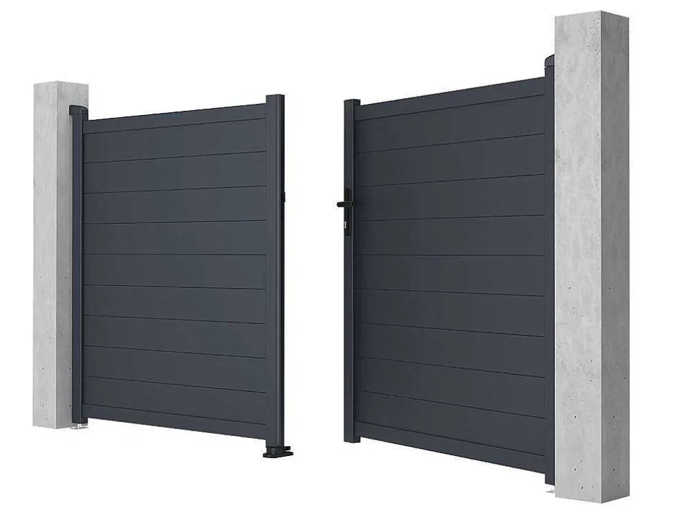 Draaipoort Van Aluminium Antraciet - L305 X 166 Cm - Nazario