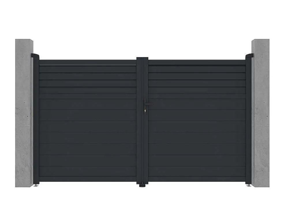 Draaipoort Van Aluminium - L. 305 X H. 181 Cm - Antraciet - Viazo