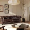 Driezitsbank Chesterfield Brenton 100% Buffelleer - Bruin Tinten