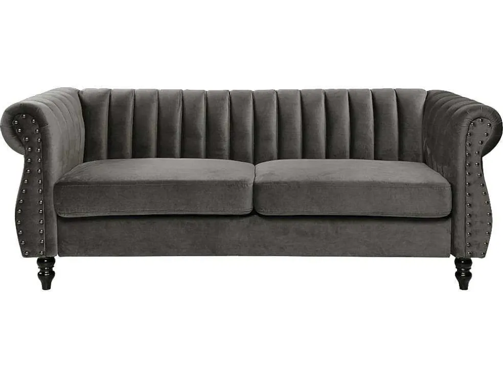 Driezitsbank Chesterfield Van Fluweel Trumbo - Antraciet