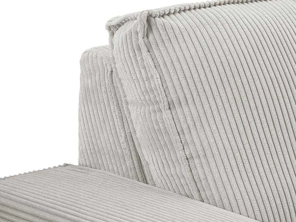 Driezitsbank En Elektrische Relaxfauteuil In Beige Ribfluweel Amelio