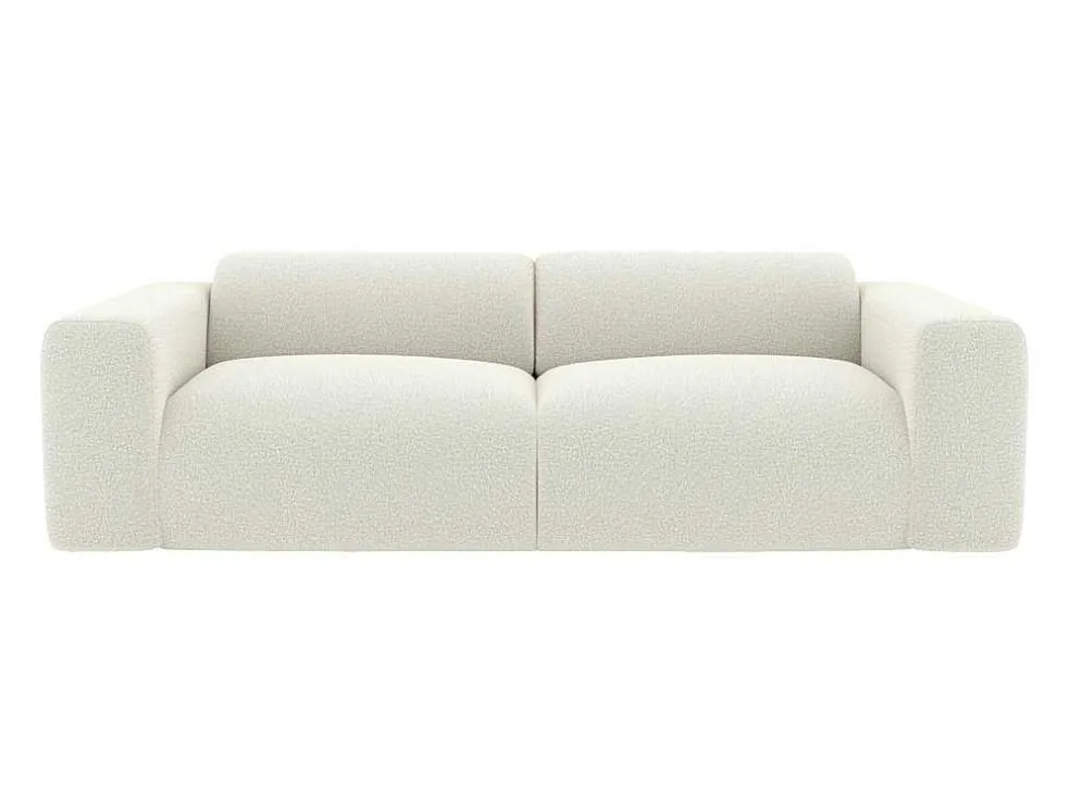 Driezitsbank En Fauteuil Van Witte Bouclestof Pogni Van Maison Cephy