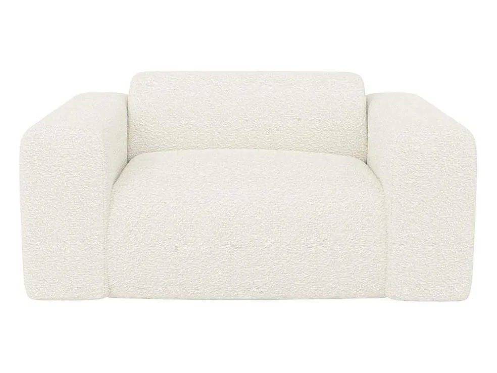 Driezitsbank En Fauteuil Van Witte Bouclestof Pogni Van Maison Cephy