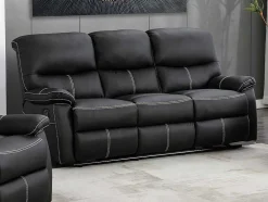 Driezitsbank En Relaxfauteuil Canby - Kunstleer - Zwart