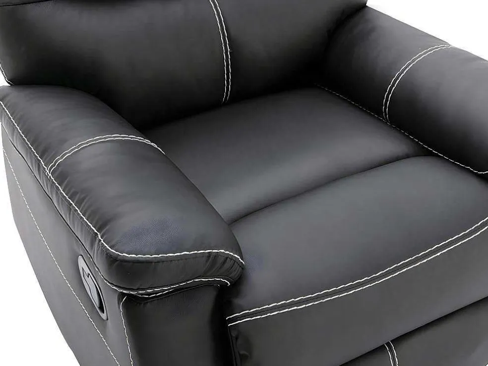 Driezitsbank En Relaxfauteuil Canby - Kunstleer - Zwart