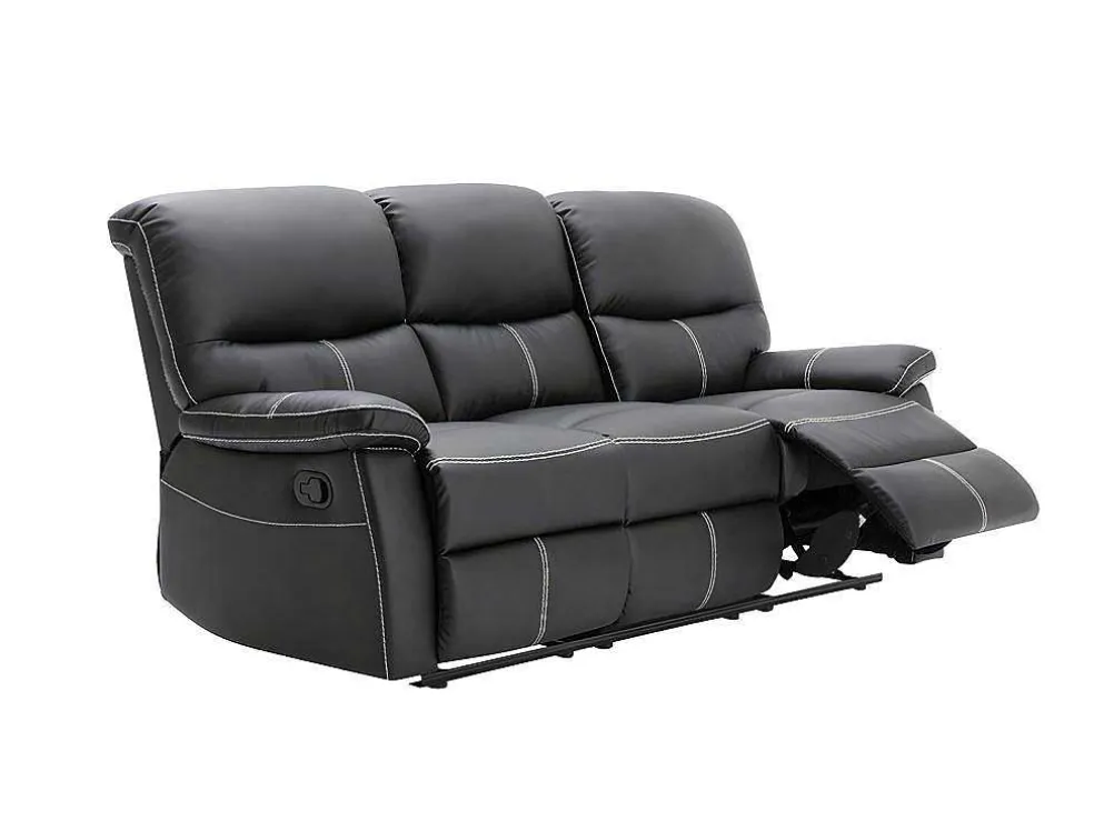 Driezitsbank En Relaxfauteuil Canby - Kunstleer - Zwart