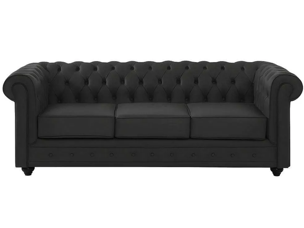 Driezitsbank Van Buffelleer Chesterfield - Zwart