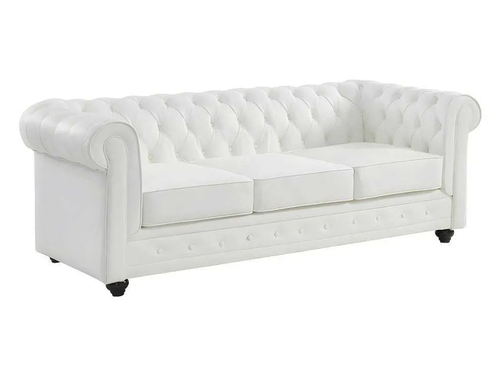 Driezitsbank Van Buffelleer Chesterfield - Wit