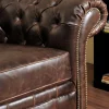 Driezits- En Tweezitsbank Chesterfield Clotaire Van 100% Leer Met Lived-In Aspect